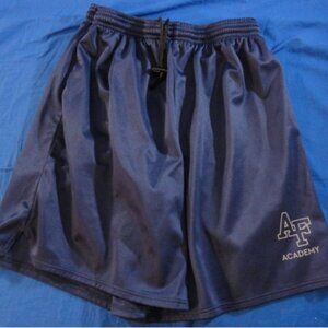 LARGE MEN'S CADET USAFA AIR FORCE ACADEMY PT BLUE ATHLETIC WORKOUT SHORTS RC 908